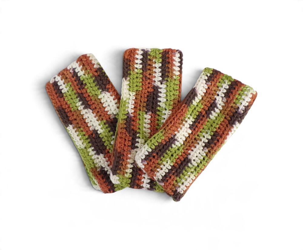 (3) Handmade Crocheted Dishcloths Washcloths 100% Cotton Woodland Trail Ombre